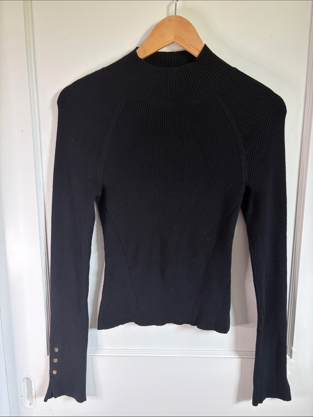 10 Crosby Derek Lam Black Long Sleeve Ribbed Mock Neck Sweater - XS